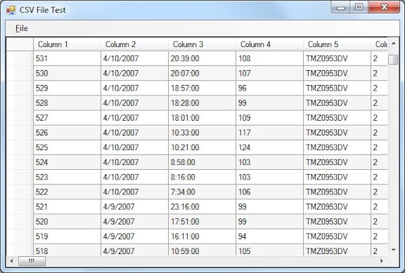 Screenshot of CSV File Test Project