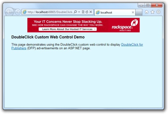 Screenshot of DoubleClick Test Website
