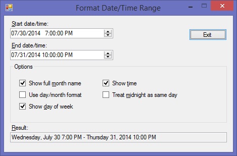 DateTimeRangeFormatter Demo Application