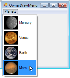 Owner Drawn MainMenu Owner Drawn MainMenu