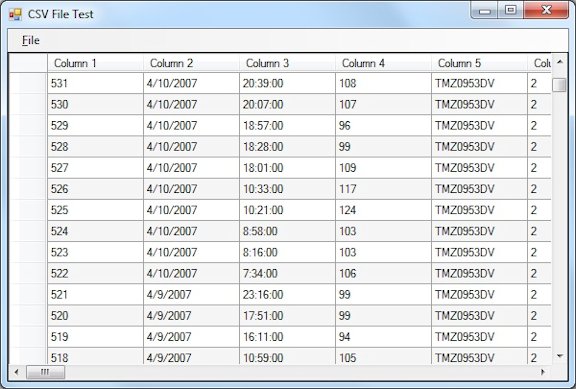 Screenshot of CSV File Test Project Screenshot of CSV File Test Project